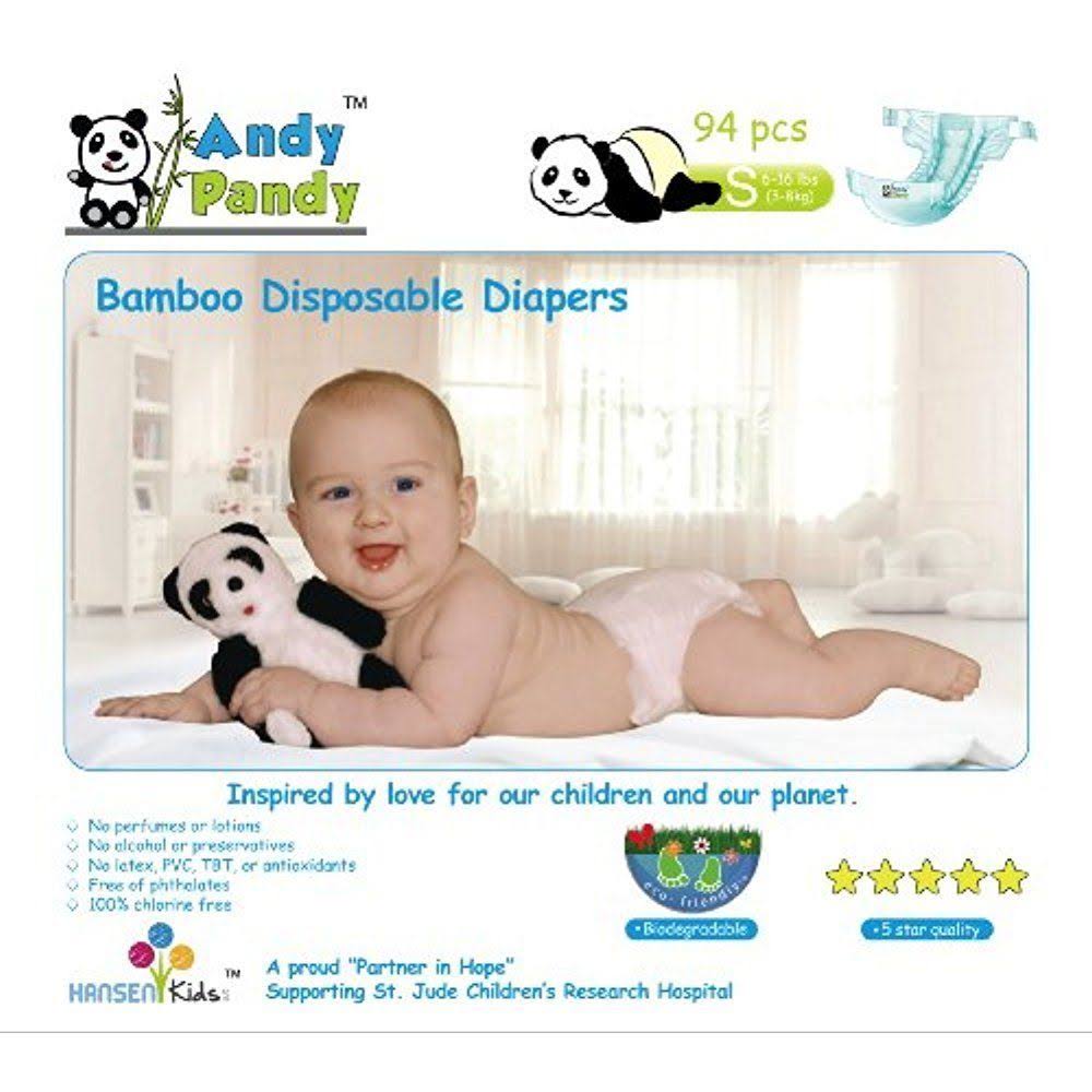 Andy Pandy Premium Bamboo Disposable Diapers, Small, 94 Count.