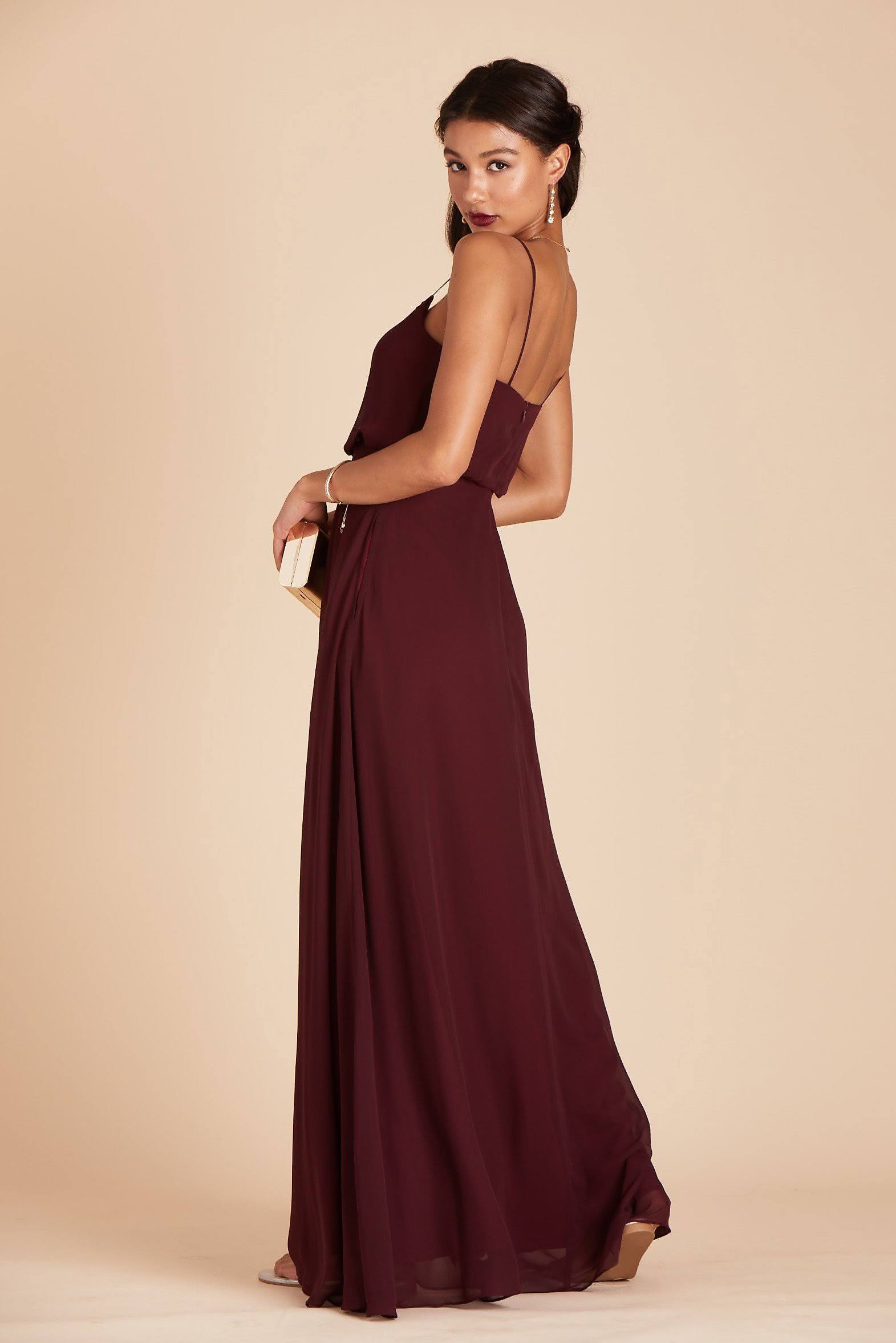 Gwennie Chiffon Bridesmaid Dress in Cabernet Xs / Cabernet / No Slit