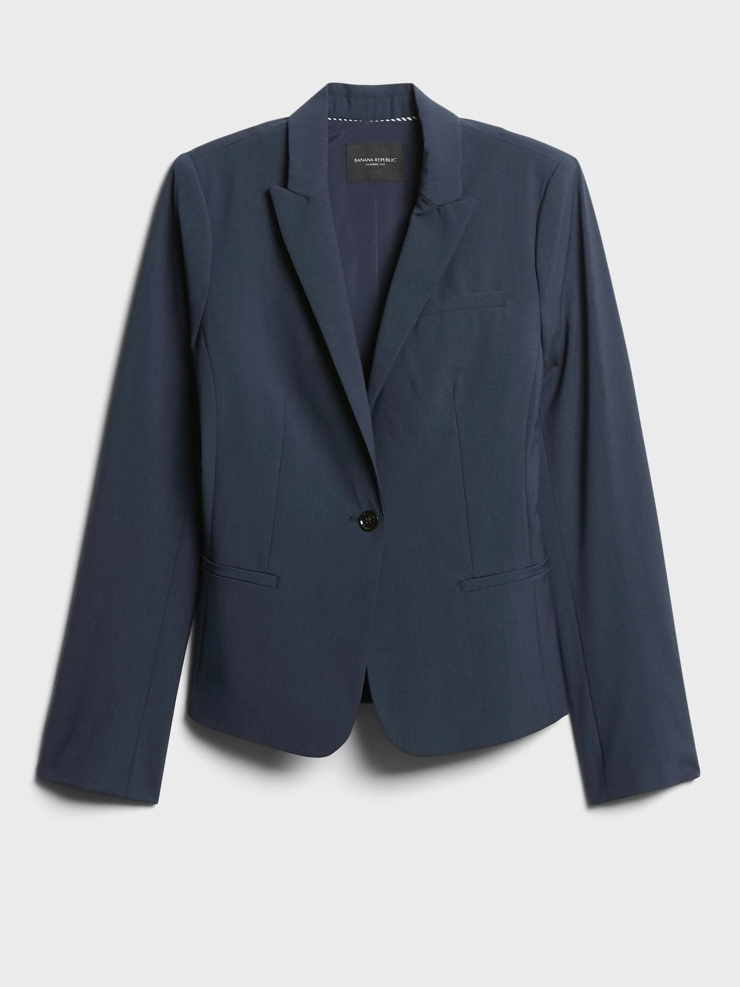 Banana Republic Women's Classic-Fit Washable Italian Wool-Blend Blazer Navy Size 8