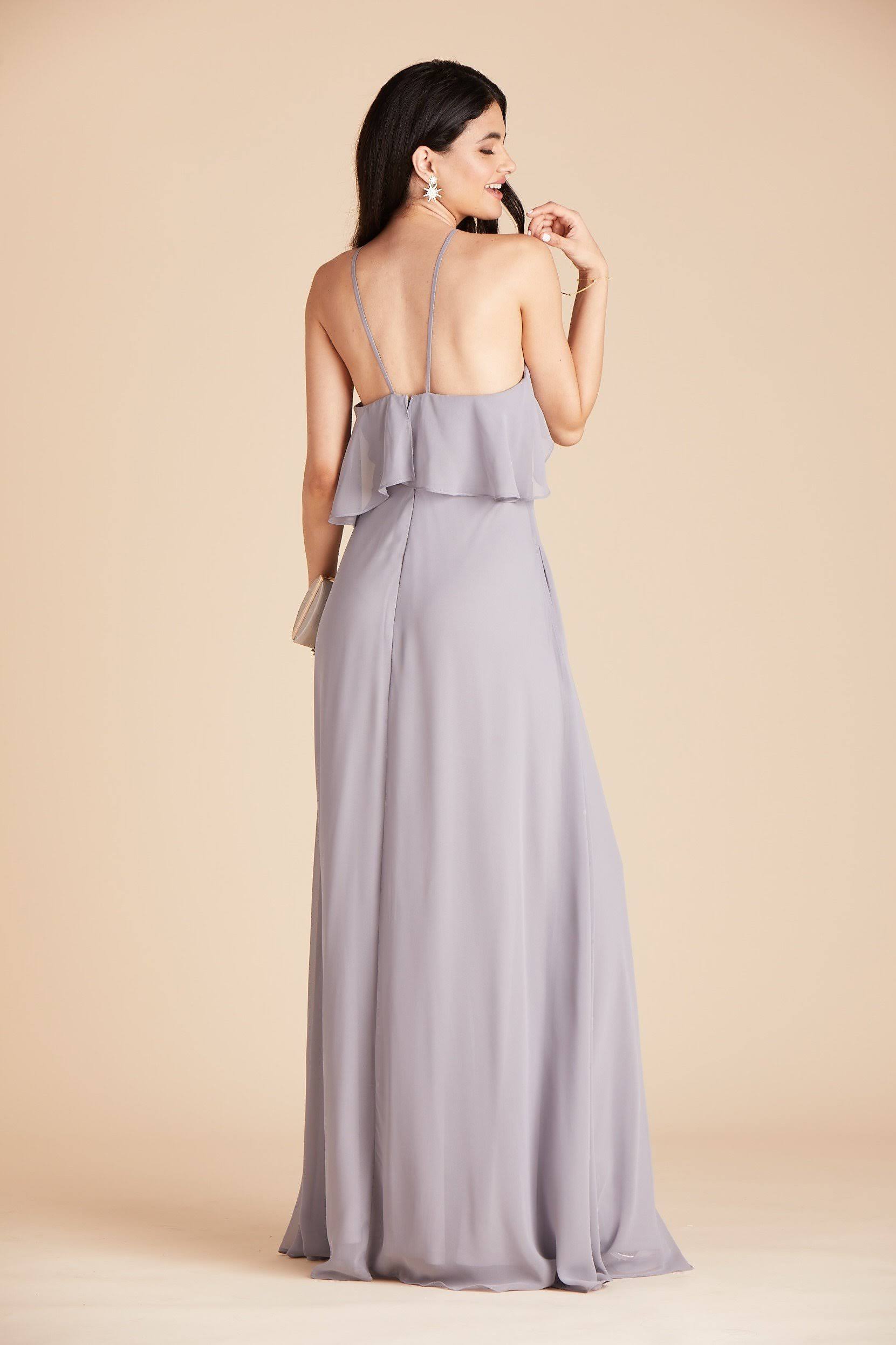 Birdy Grey Jules Chiffon Bridesmaid Dress in Silver XXL / Silver