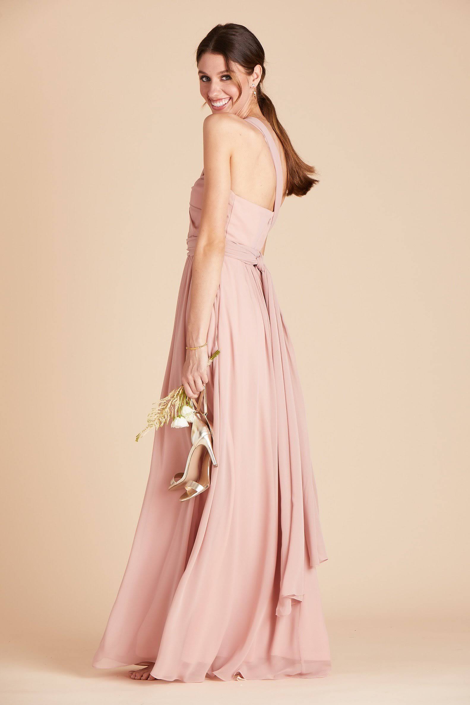 Birdy Grey Grace Convertible Chiffon Bridesmaid Dress in Dusty Rose L / Dusty Rose / No Slit