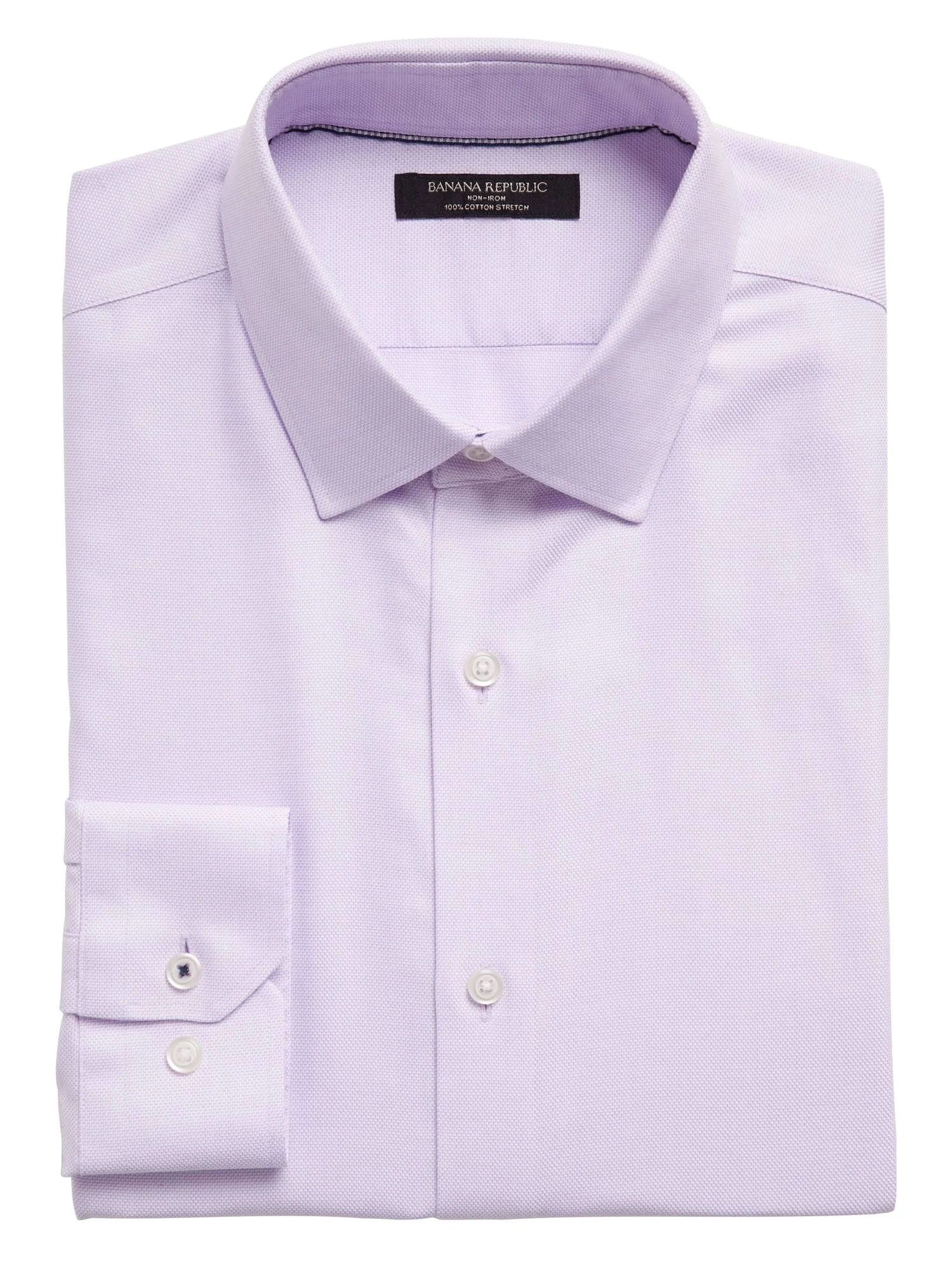 Banana Republic Men's Standard-Fit Non-Iron Dress Shirt Lavender Size Xxs
