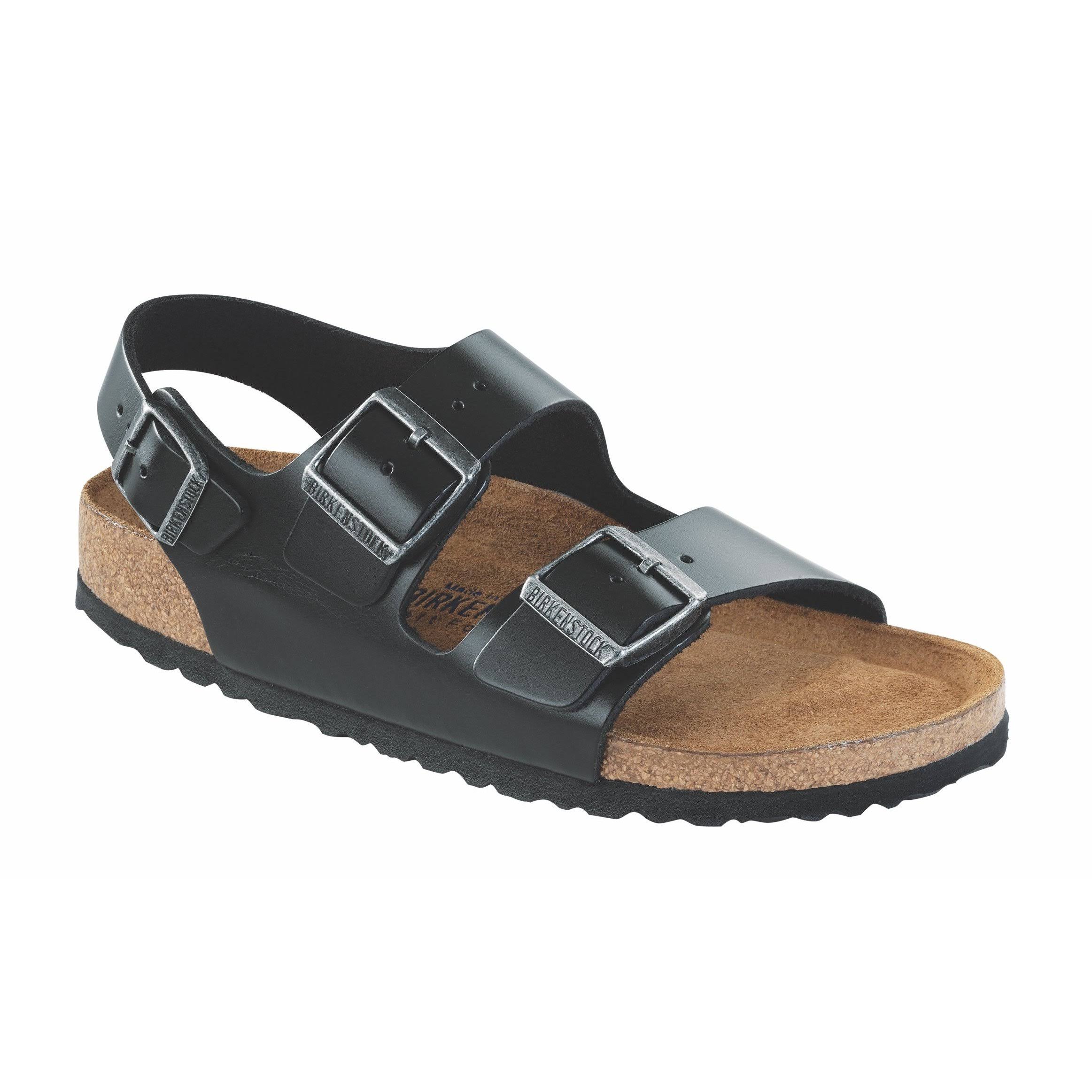 Birkenstock 234531: Milano Black Unisex Soft Footbed Leather Sandal (41 M EU)