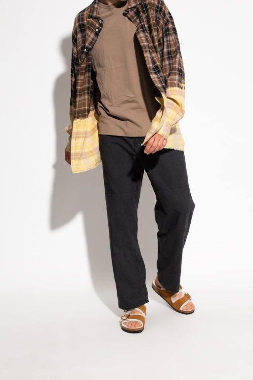 Birkenstock Arizona Suede Leather Mink Shearling Two-Strap Sandals