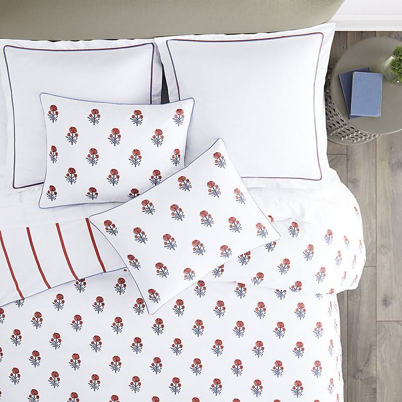 Anais Floral Duvet Cover Persimmon King - Ballard Designs