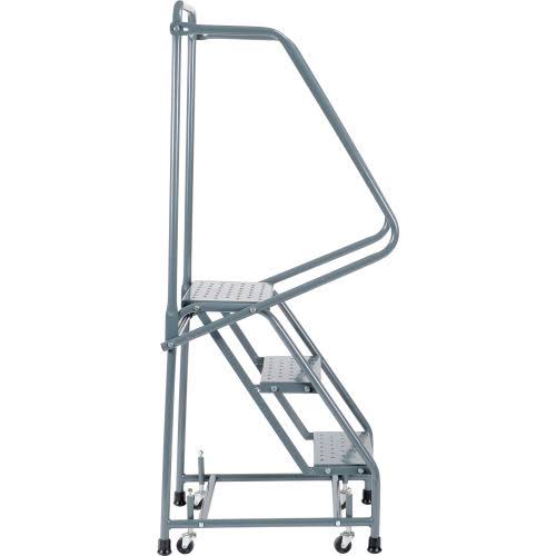 Perforated 16x22W 3 Step Steel Rolling Ladder 10x22D Top Step - H318P