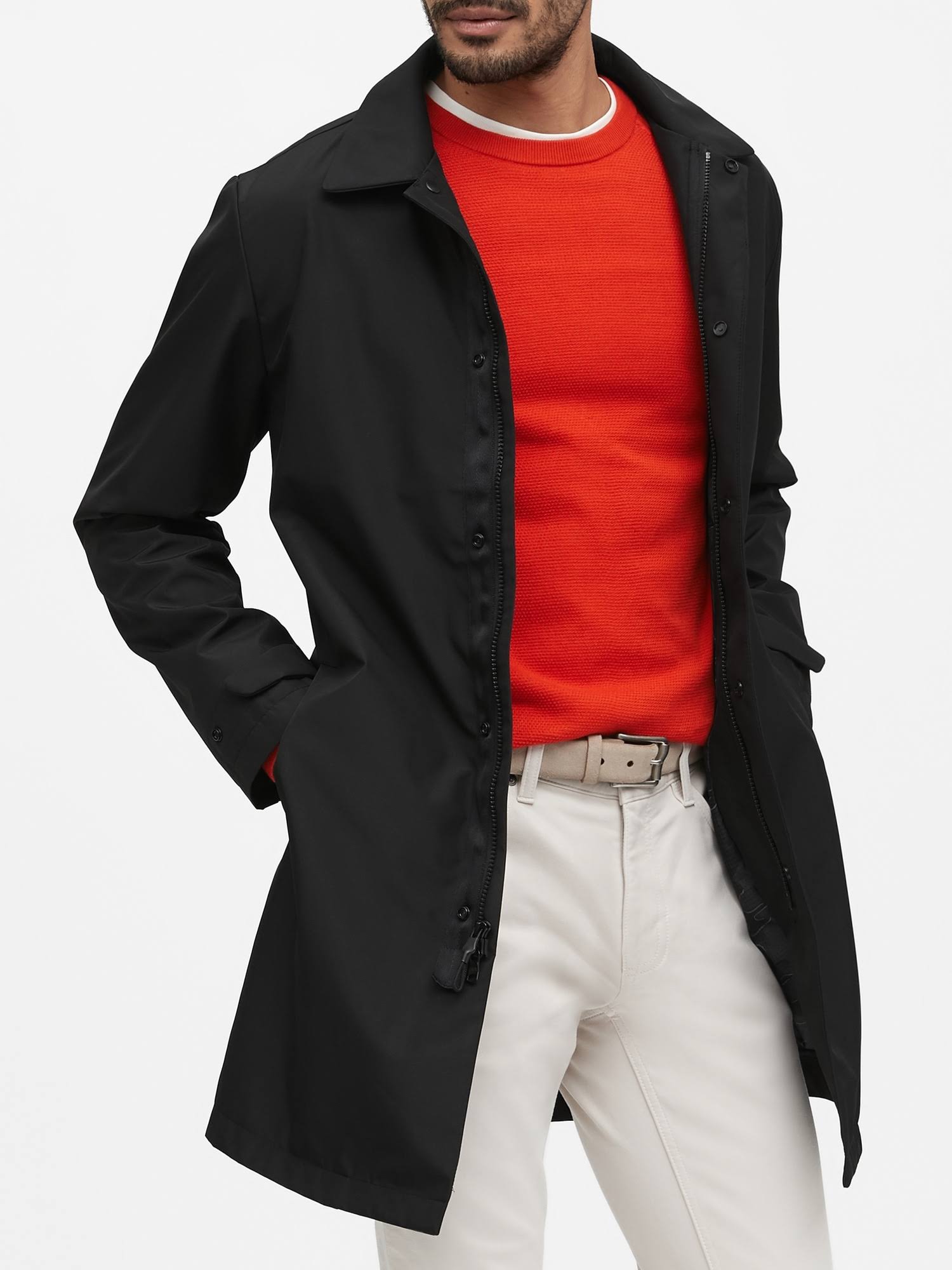 Banana Republic Men's Water-Resistant 3-Layer Mac Jacket Black Size S