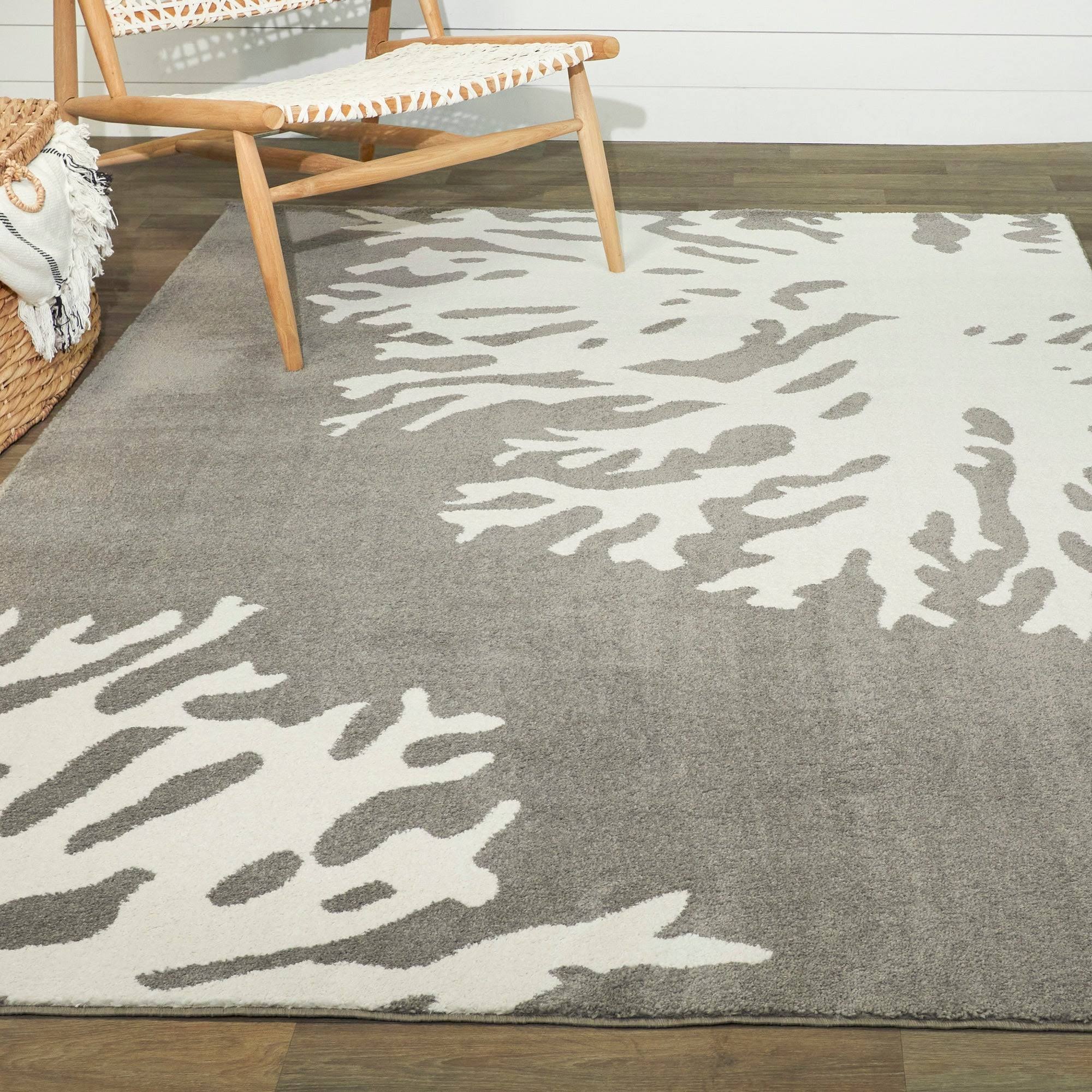 BALTA Alcester Grey 8 ft. x 10 ft. Coastal Coral Area Rug