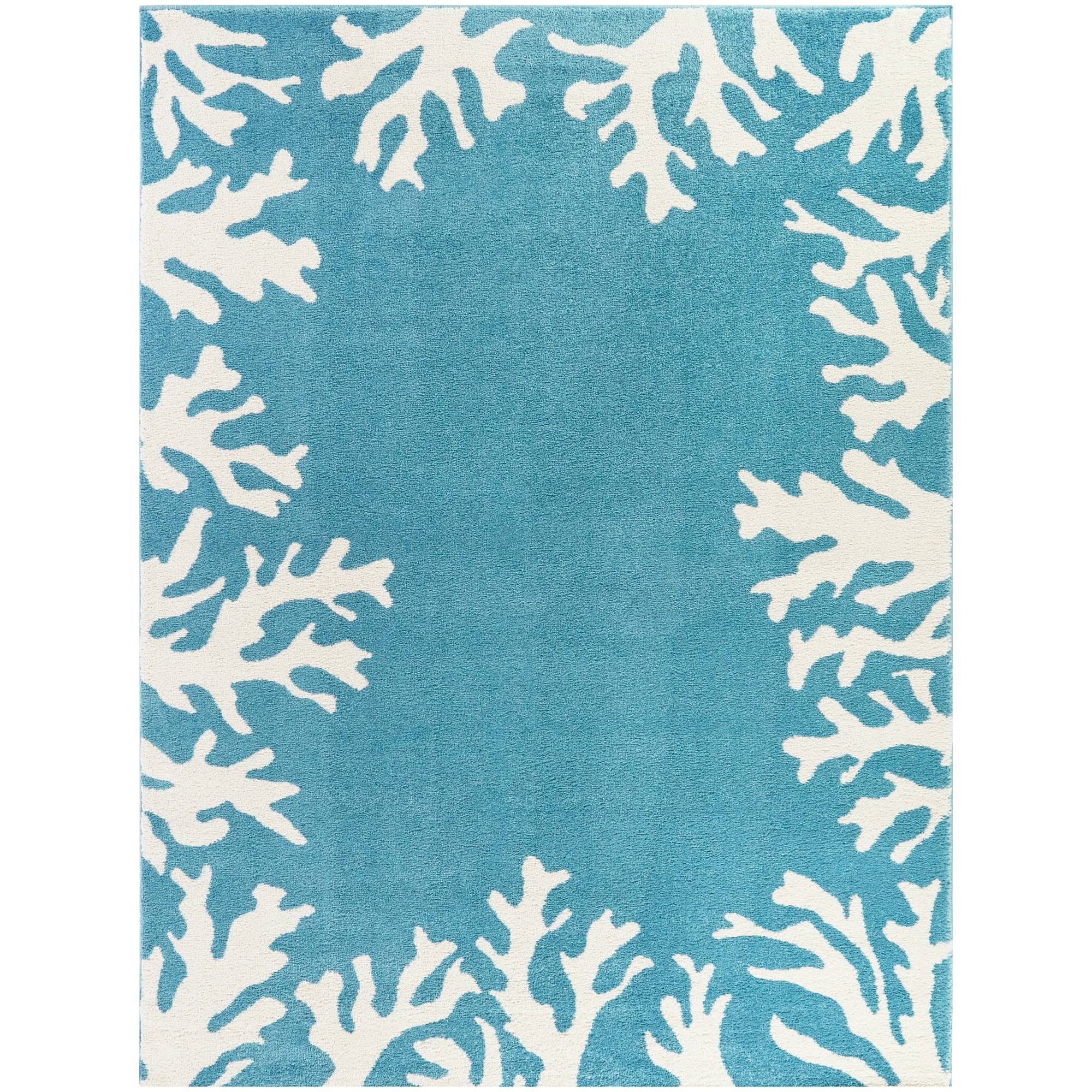 BALTA Caswell Blue 5 ft. x 7 ft. Coastal Coral Area Rug