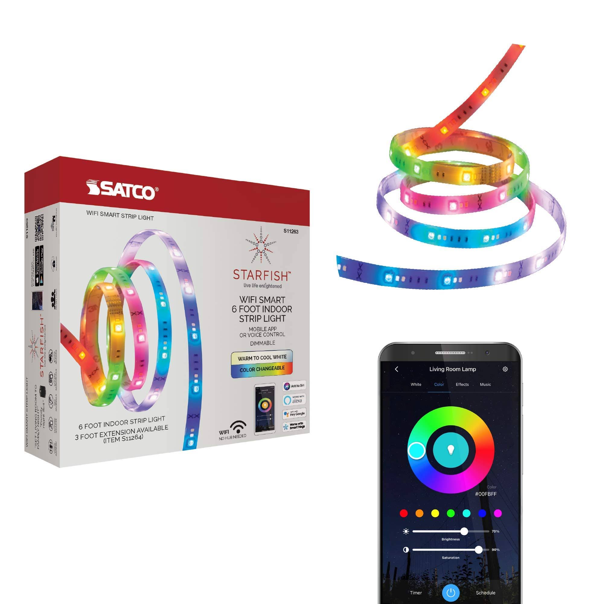 Satco-S11263-Starfish - 72 inch 20W LED Strip Light White Finish