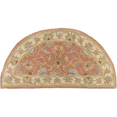 Birch Lane Heritage Arden Floral Hand-Tufted Wool Burnt Orange Area Rug Rug Size: Half Circle 2& x 4&