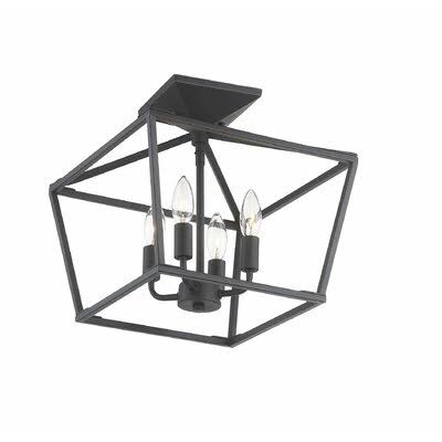 DeVries 4 -Light 13x22 Semi Flush Mount Fixture Finish: Matte Black