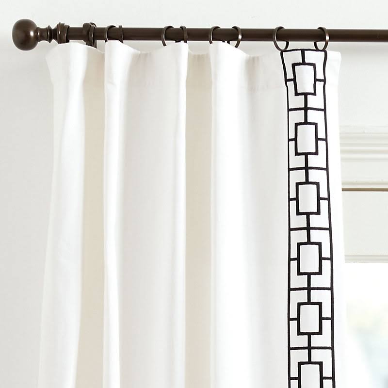 Set of 2 Embroidered Square Trellis Panels Black 108x22 - Ballard Designs