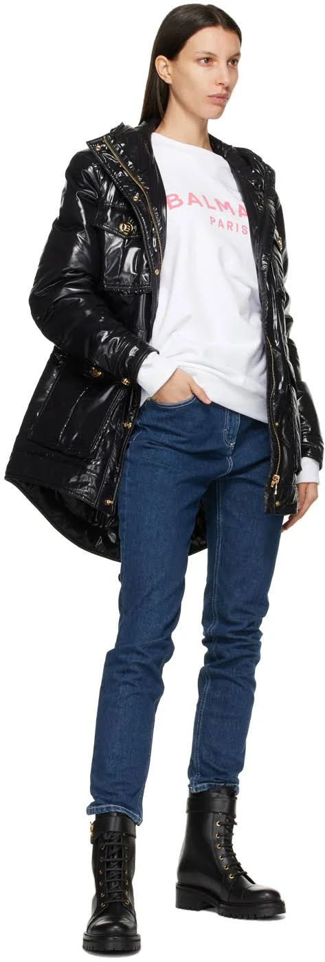 Balmain White & Pink Logo Sweatshirt