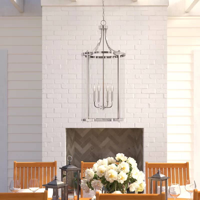 Wayland 6 - Light Lantern Geometric Chandelier Birch LANE? Finish: English Bronze