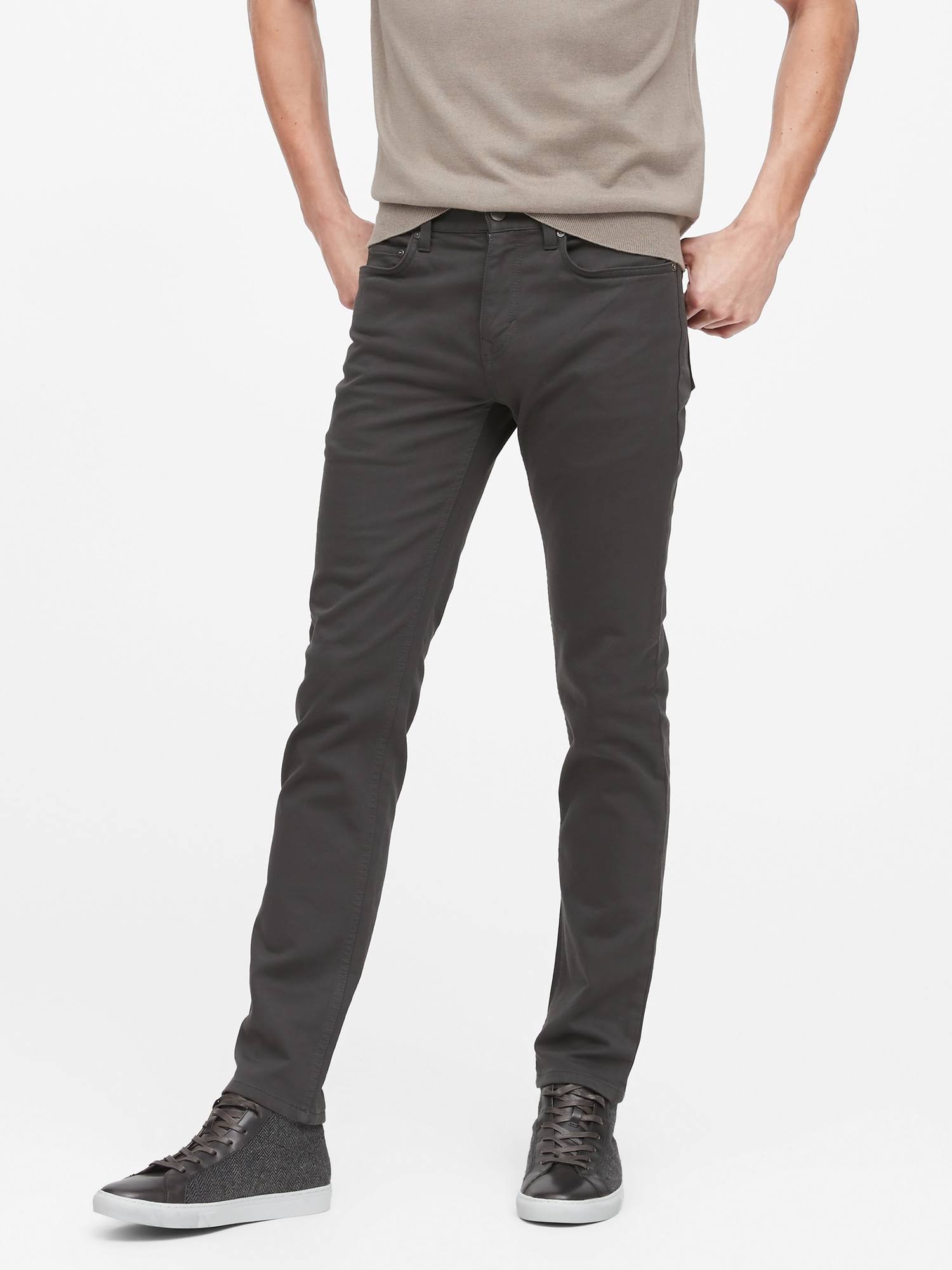 Banana Republic Men's Slim Traveler Pant Asphalt Gray Big and Tall Size 42W 36L