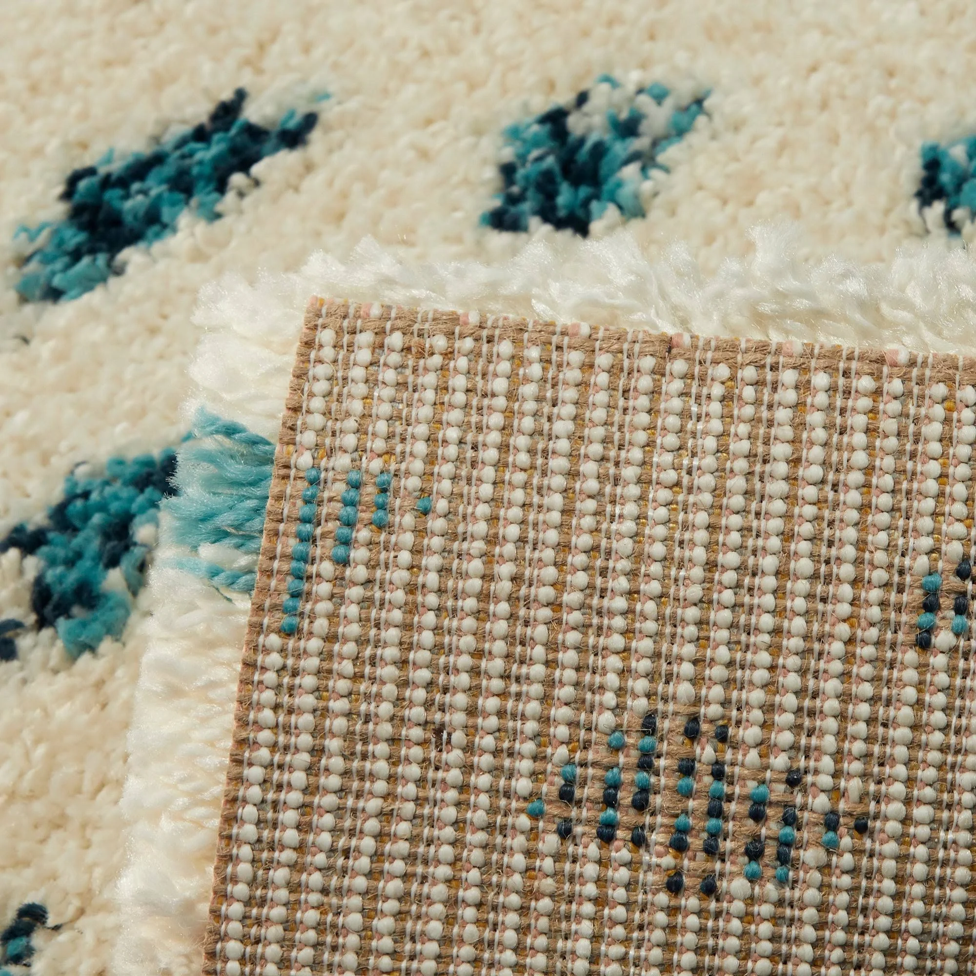 Balta Belmonte Cream 5 ft. x 7 ft. Geometric Shag Area Rug, Ivory