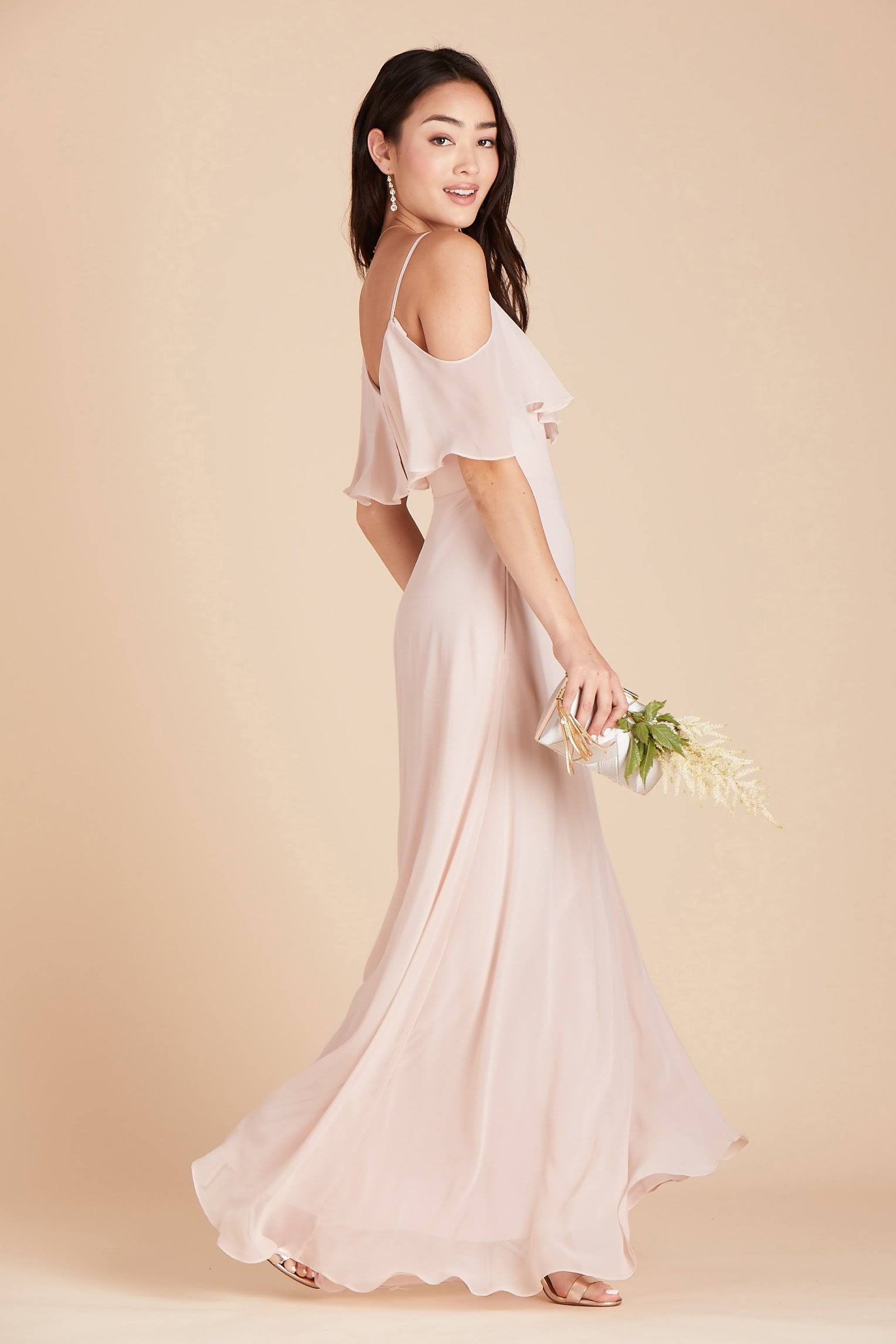 Birdy Grey Jane Convertible Chiffon Bridesmaid Dress in Pale Blush Xs / Pale Blush / No Slit