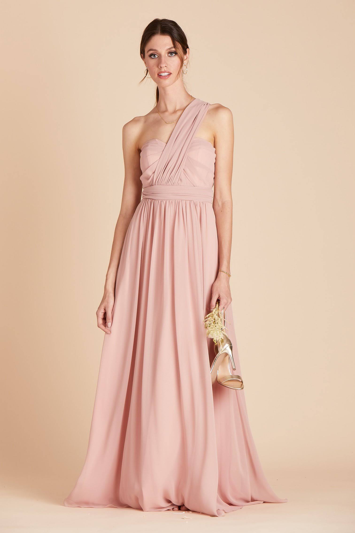 Birdy Grey Grace Convertible Chiffon Bridesmaid Dress in Dusty Rose M / Dusty Rose / No Slit