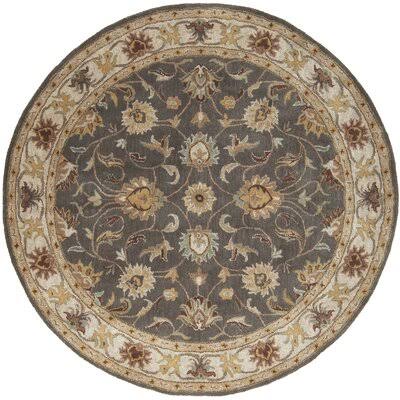 Arden Floral Handmade Wool Charcoal Area Rug Birch Lane Rug Size: Round 6&