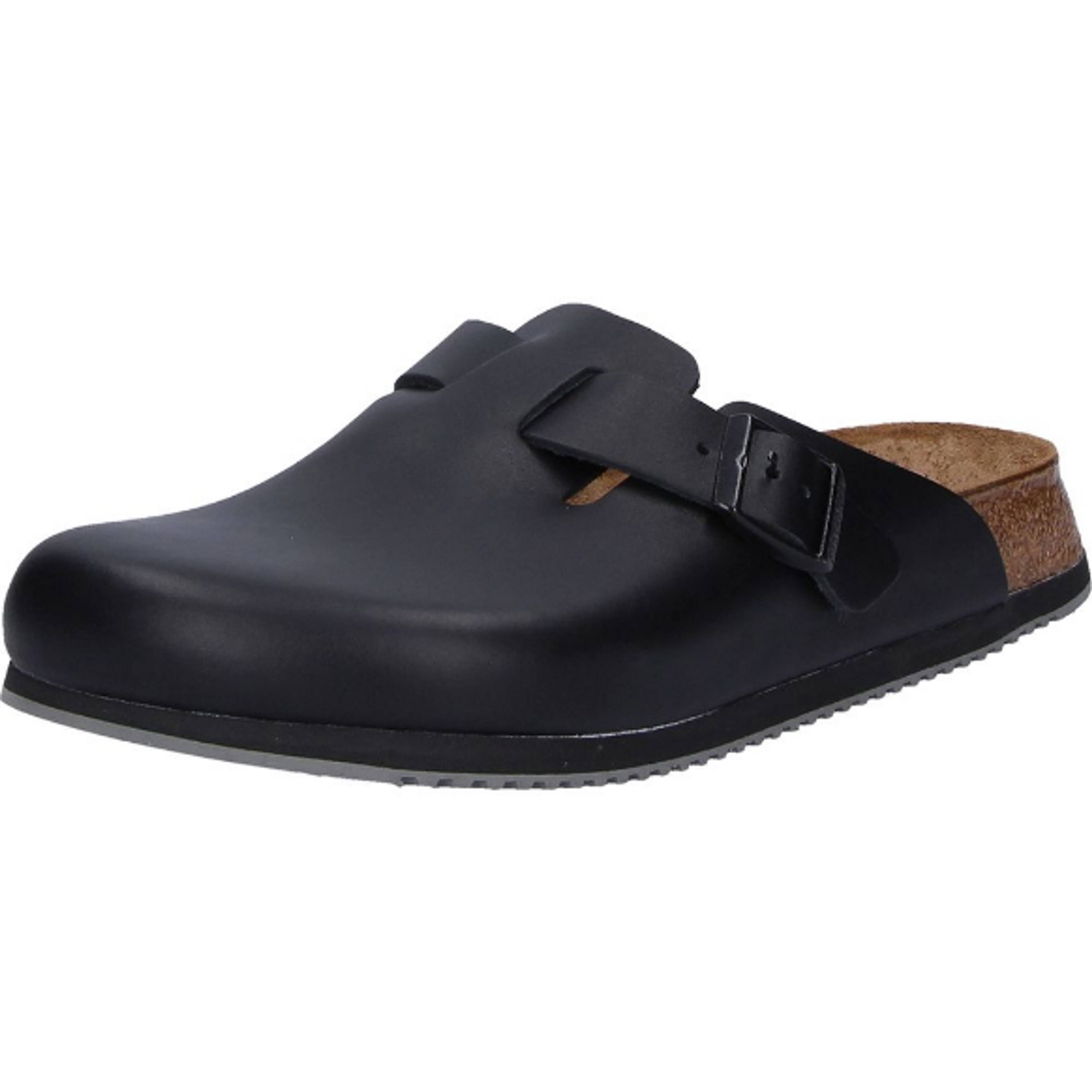 Birkenstock Boston Natural Leather Black Clogs for Professionals