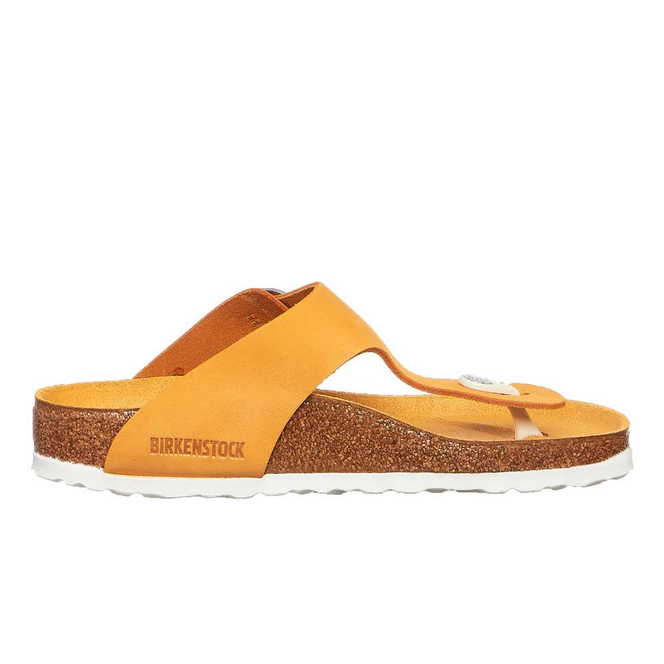 Birkenstock Gizeh Big Buckle Nubuck Leather Apricot Thong Sandals