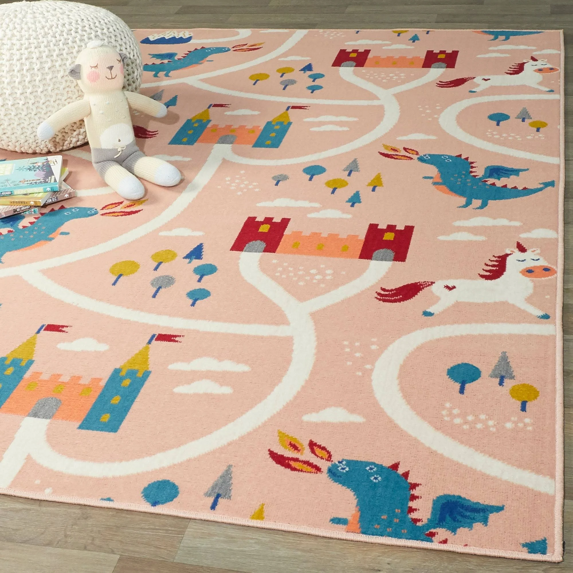Balta Fantasy Road Pink 4 ft. x 6 ft. Kids Area Rug