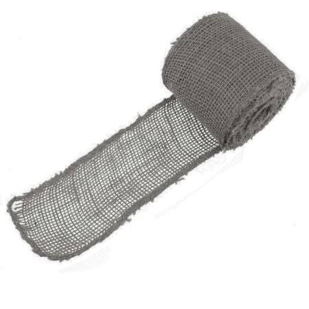 BambooMN Brand - 3 inch inch Wide Burlap Fabric Craft Ribbon - 10 Yards - Hemp Jute -Grey X10, Gray