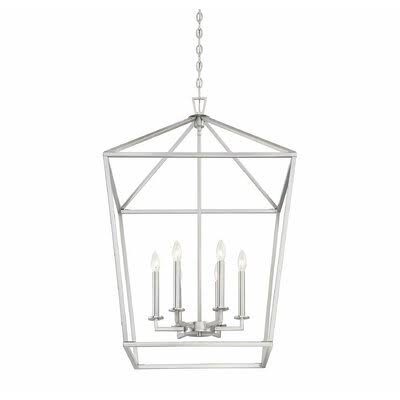 Israel 6 - Light Lantern Geometric Chandelier Finish: Satin Nickel