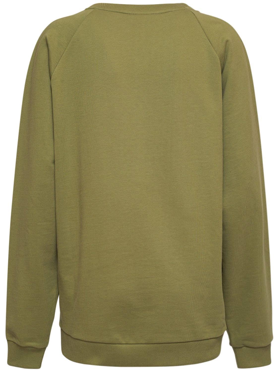 Balmain | Women Logo Printed Cotton Sweatshirt Green/White S