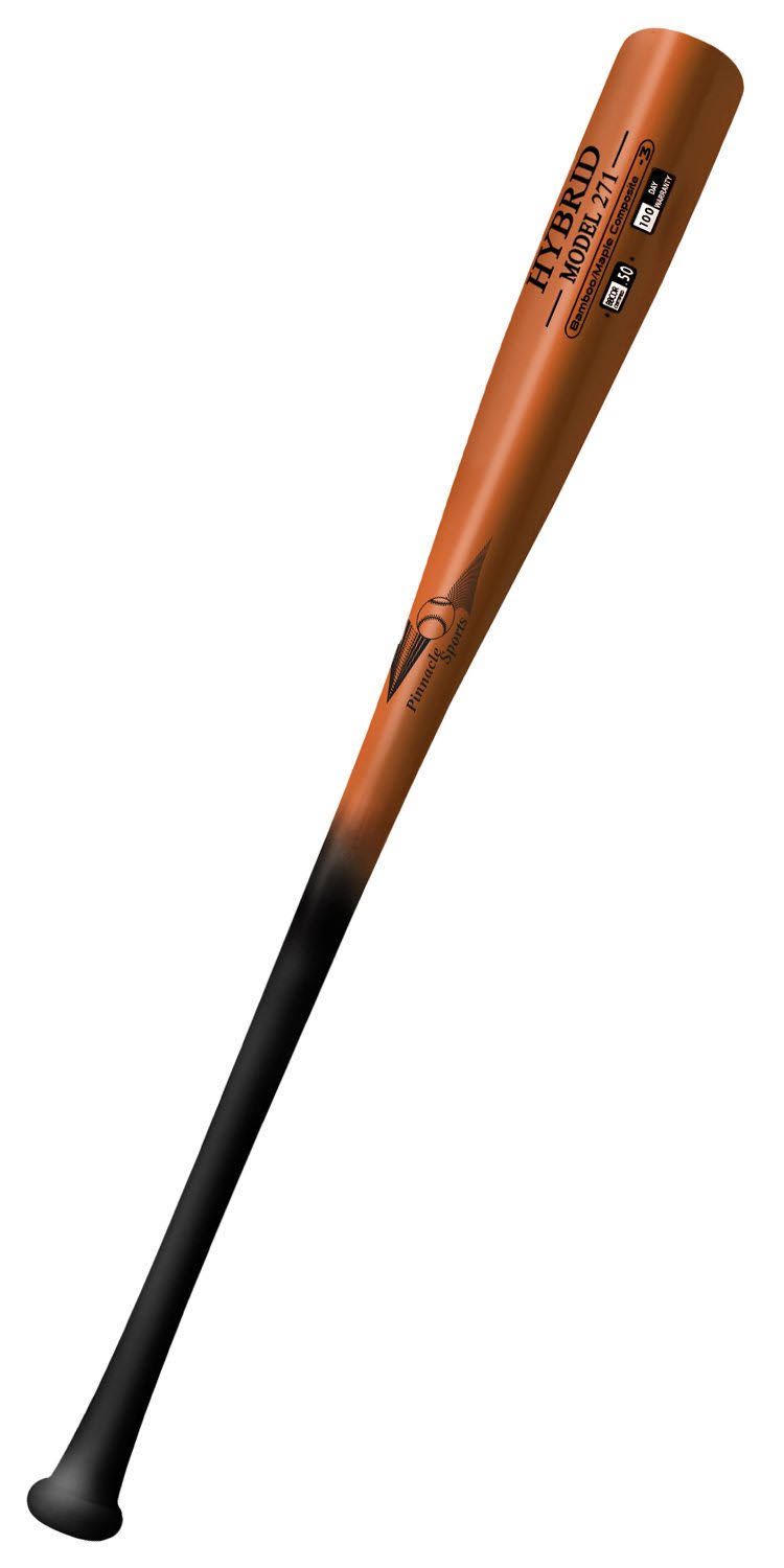 Bamboo Maple Hybrid Wood Baseball Bat, Black/Brown, Size: 33