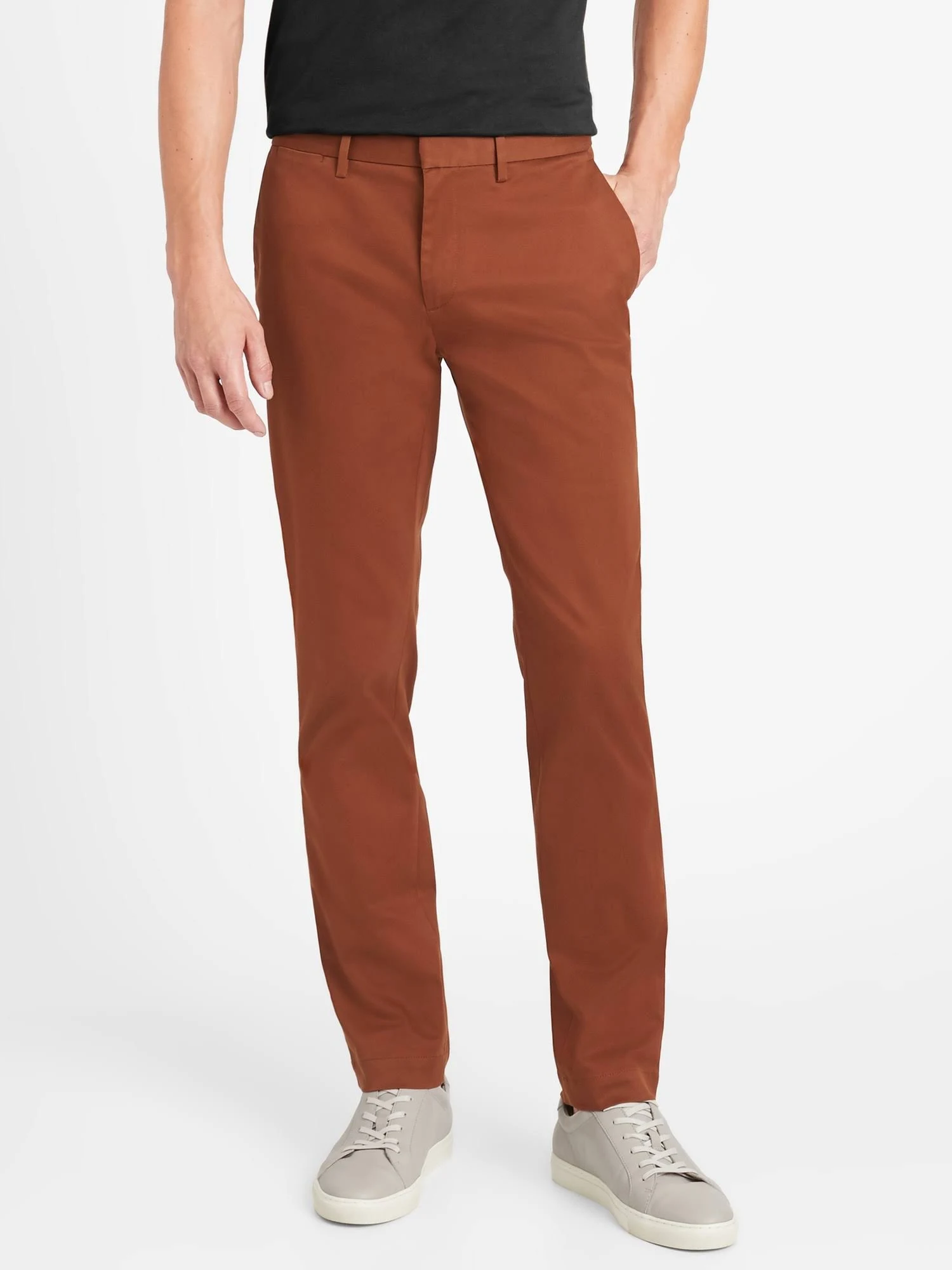 Banana Republic Men's Fulton Skinny Rapid Movement Chino Pant Rust Brown Size 40W 32L