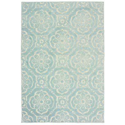 Meader Floral Light Sky Blue Indoor / Outdoor Area Rug Birch Lane Rug Size: Rectangle 9&10x22 x 12&10x22