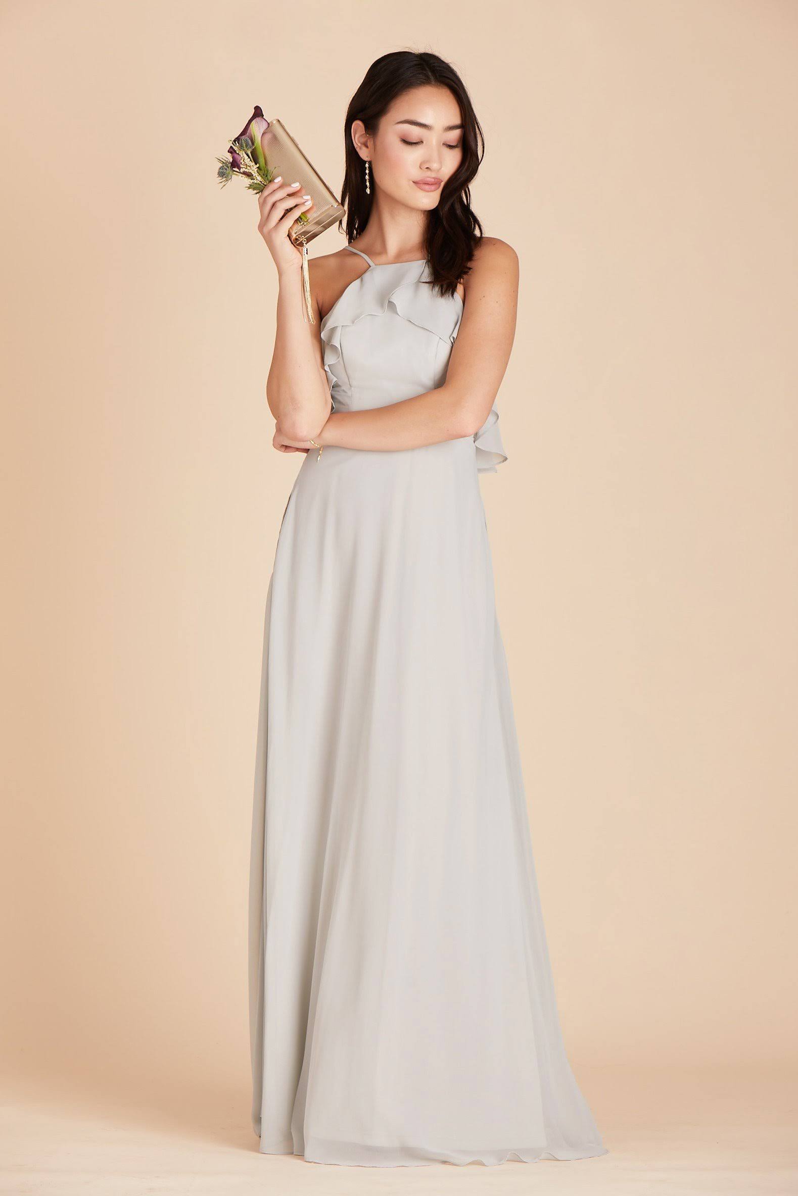 Birdy Grey Jules Chiffon Bridesmaid Dress in Dove Gray XL / Dove Gray