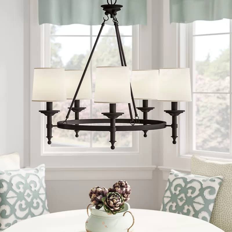5 - Light Shaded Wagon Wheel Chandelier Birch Lane