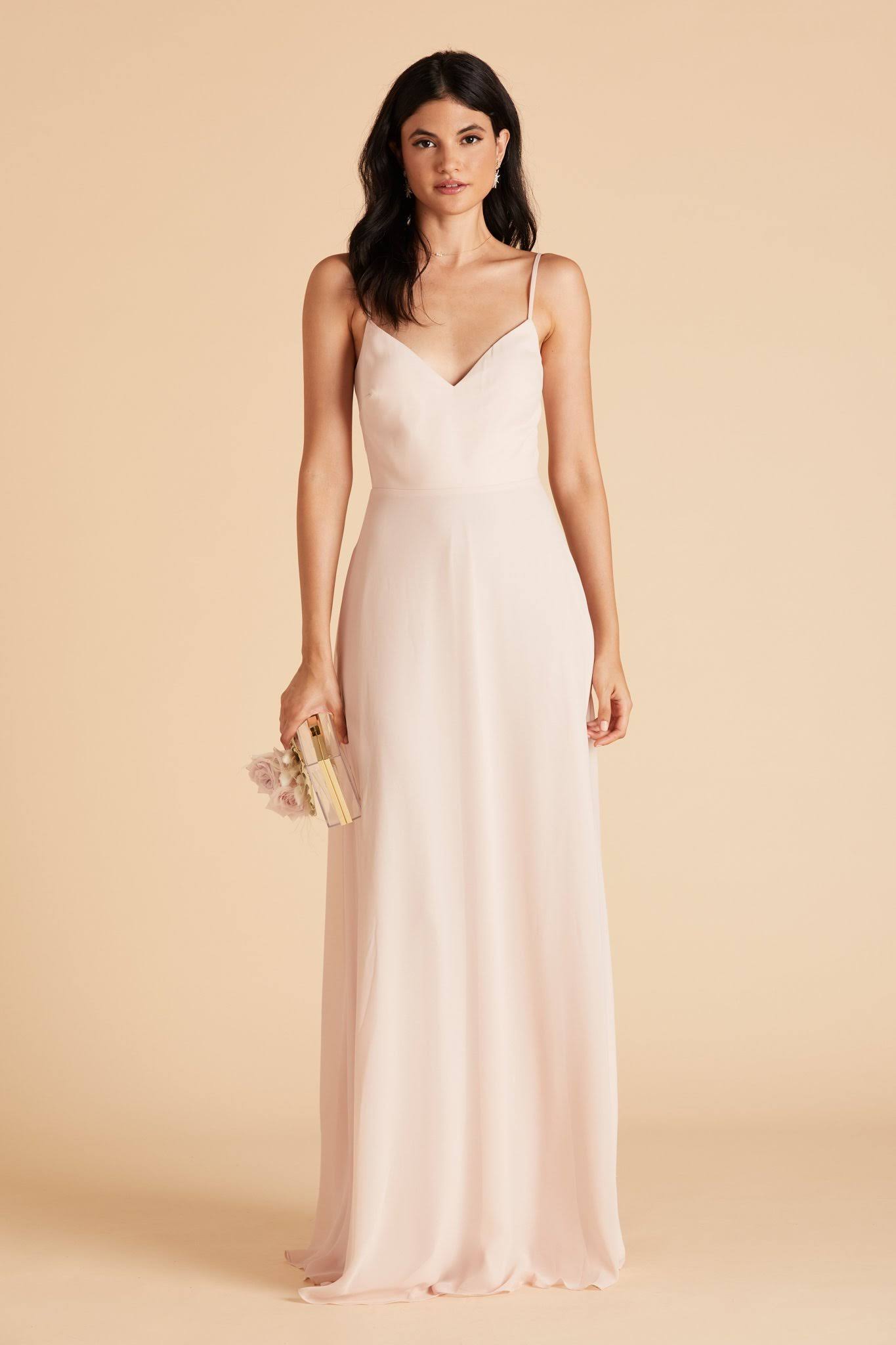 Birdy Grey Devin Convertible Chiffon Bridesmaid Dress in Pale Blush XL / Pale Blush / No Slit