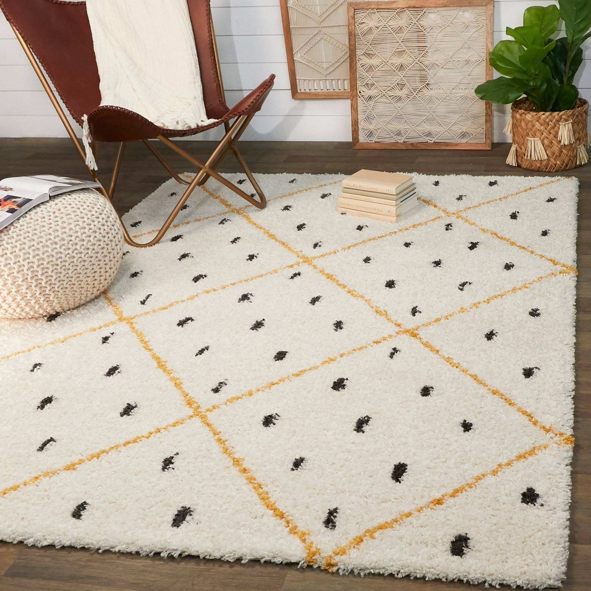 BALTA Taylor Yellow 5 ft. x 7 ft. Trellis Shag Area Rug