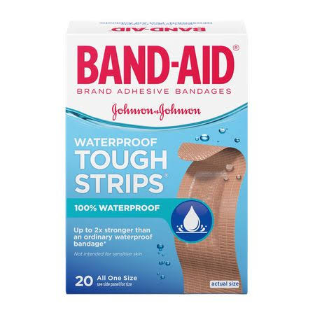 20 Packs : Band-Aid Tough Strips Waterproof Bandage, 20 Count per Pack