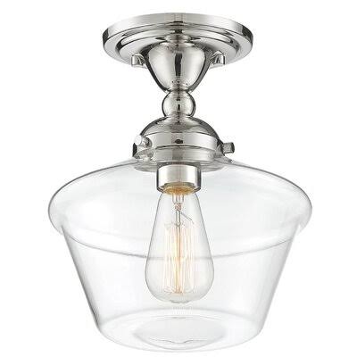 Dewall 1-Light Semi Flush Mount Fixture Finish: Polished Nickel