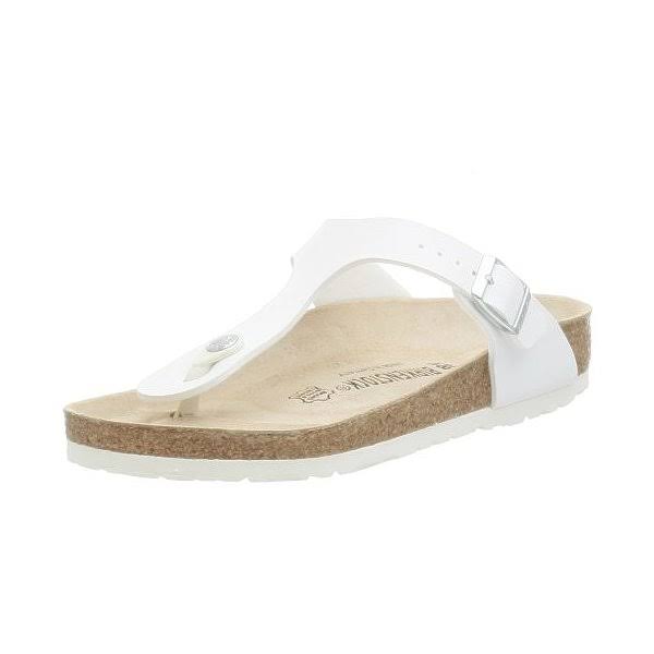 Birkenstock Gizeh Womens Buckle Footbed Sandals, White Birko-Flor