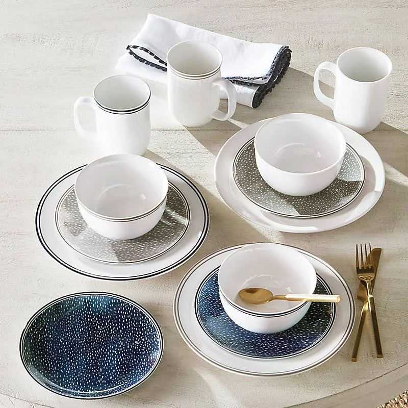 Cafe 24-Piece Dinnerware Set Blue Band - Ballard Designs