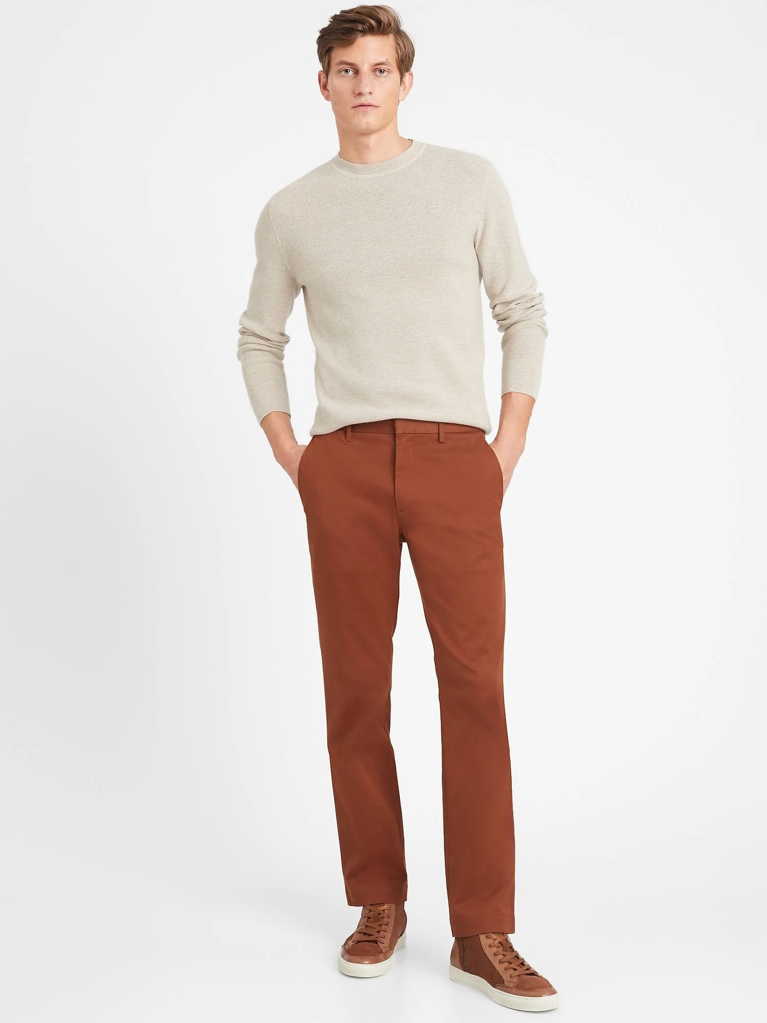 Banana Republic Men's Aiden Slim Rapid Movement Chino Pant Rust Brown Size 30W 30L