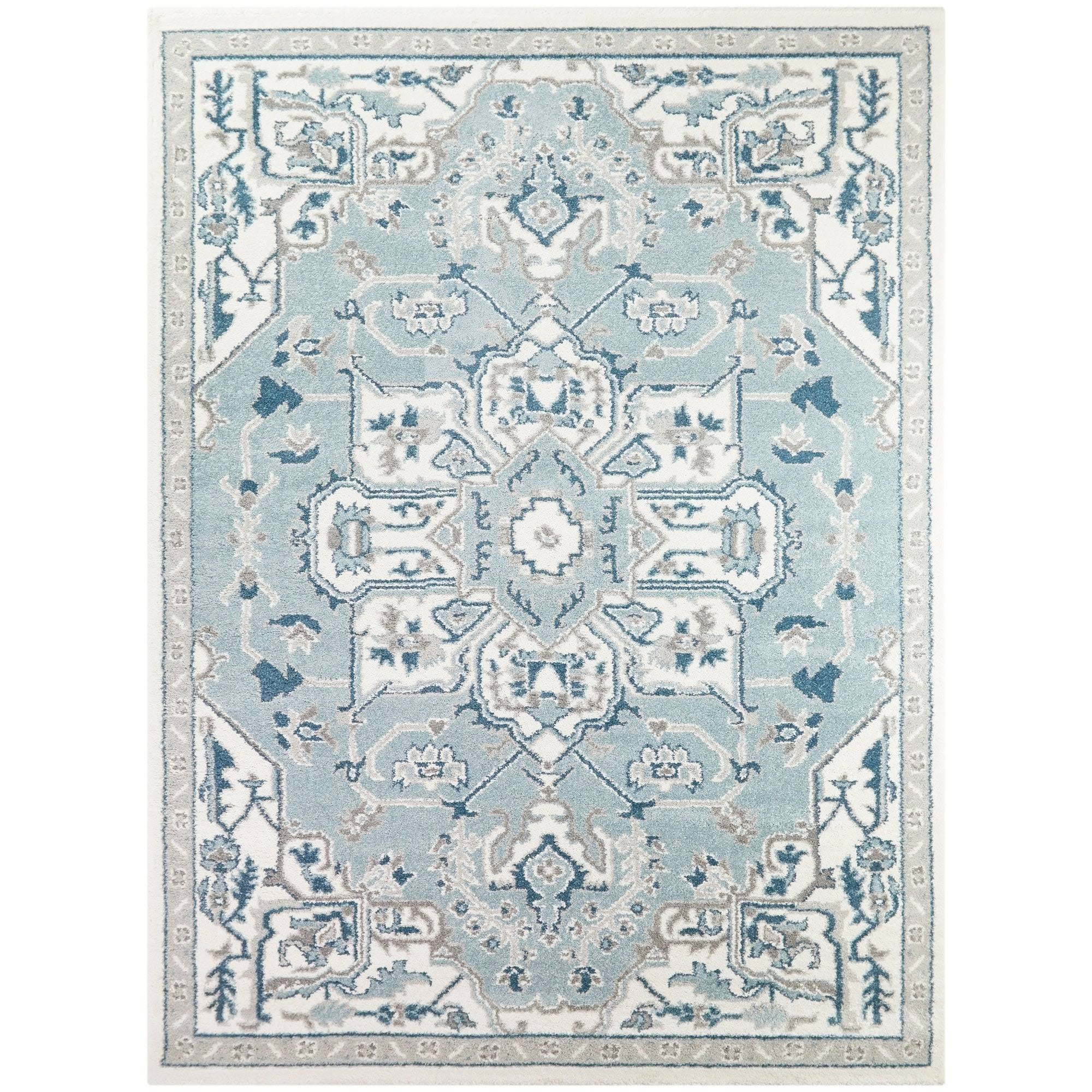 BALTA Luna Light Blue 5 ft. x 7 ft. Persian Medallion Area Rug