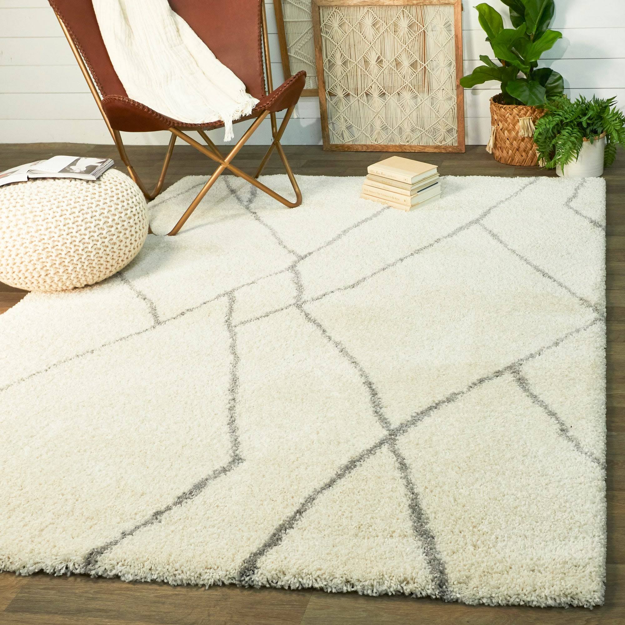 Ayden Abstract Shag Area Rug - 7&10x22 x 10& - Grey
