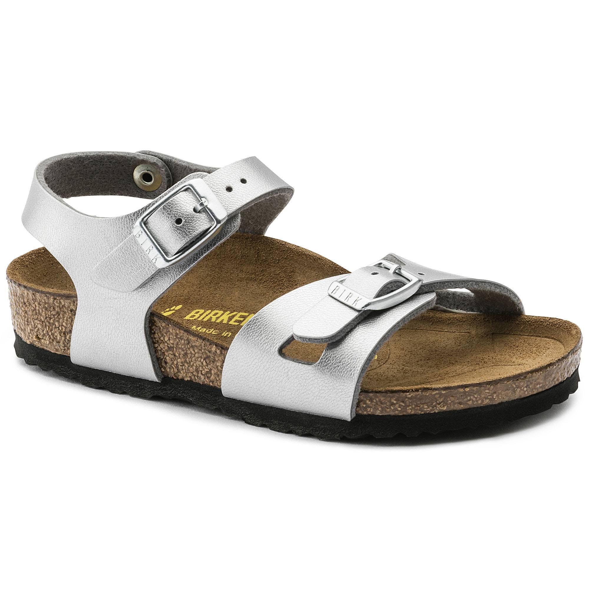 Birkenstock Rio Birko Flor Kids Sandals - Silver