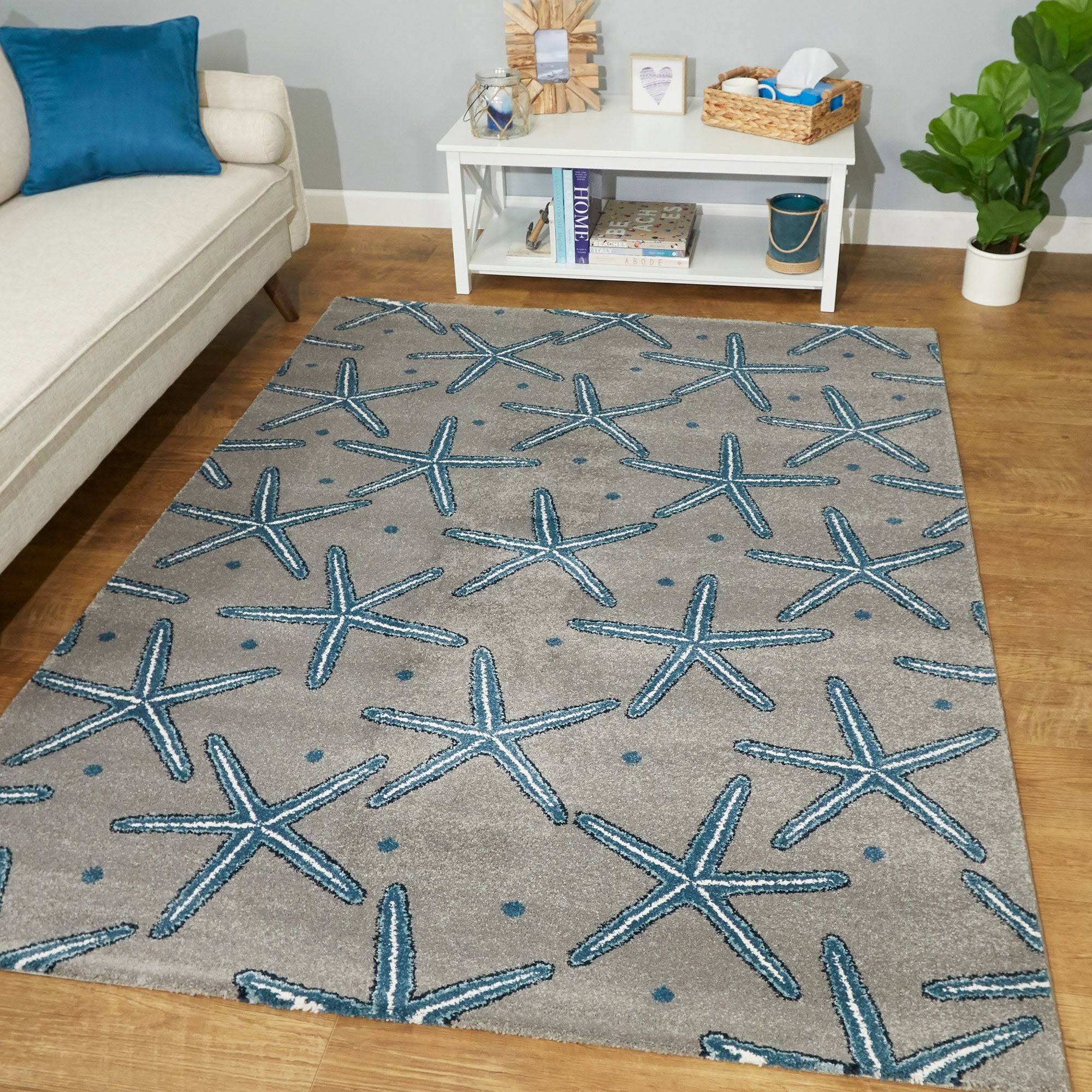 BALTA Massau Dark Blue 5 ft. x 7 ft. Coastal Starfish Area Rug