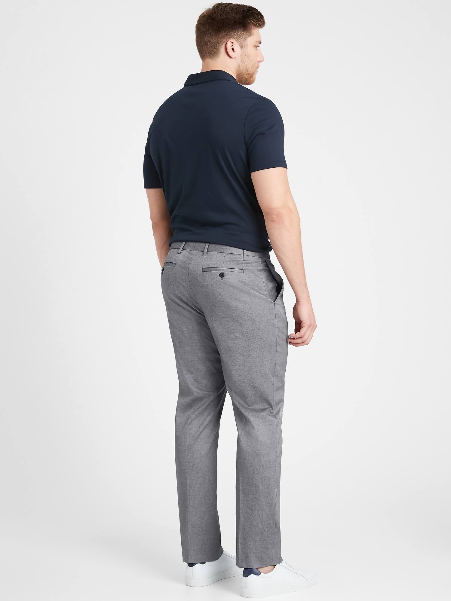 Banana Republic Men's Slim Non-Iron Stretch Cotton Solid Pant Gray Size 35W 30L