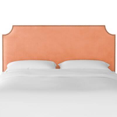 Alamak Velvet Notched Nail Button Upholstered Panel Headboard Willa Arlo Interiors Size: Full, Color: Papaya