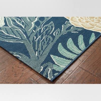Woodcut Floral Outdoor Rug - 5&x7& - Threshold, Blue Green