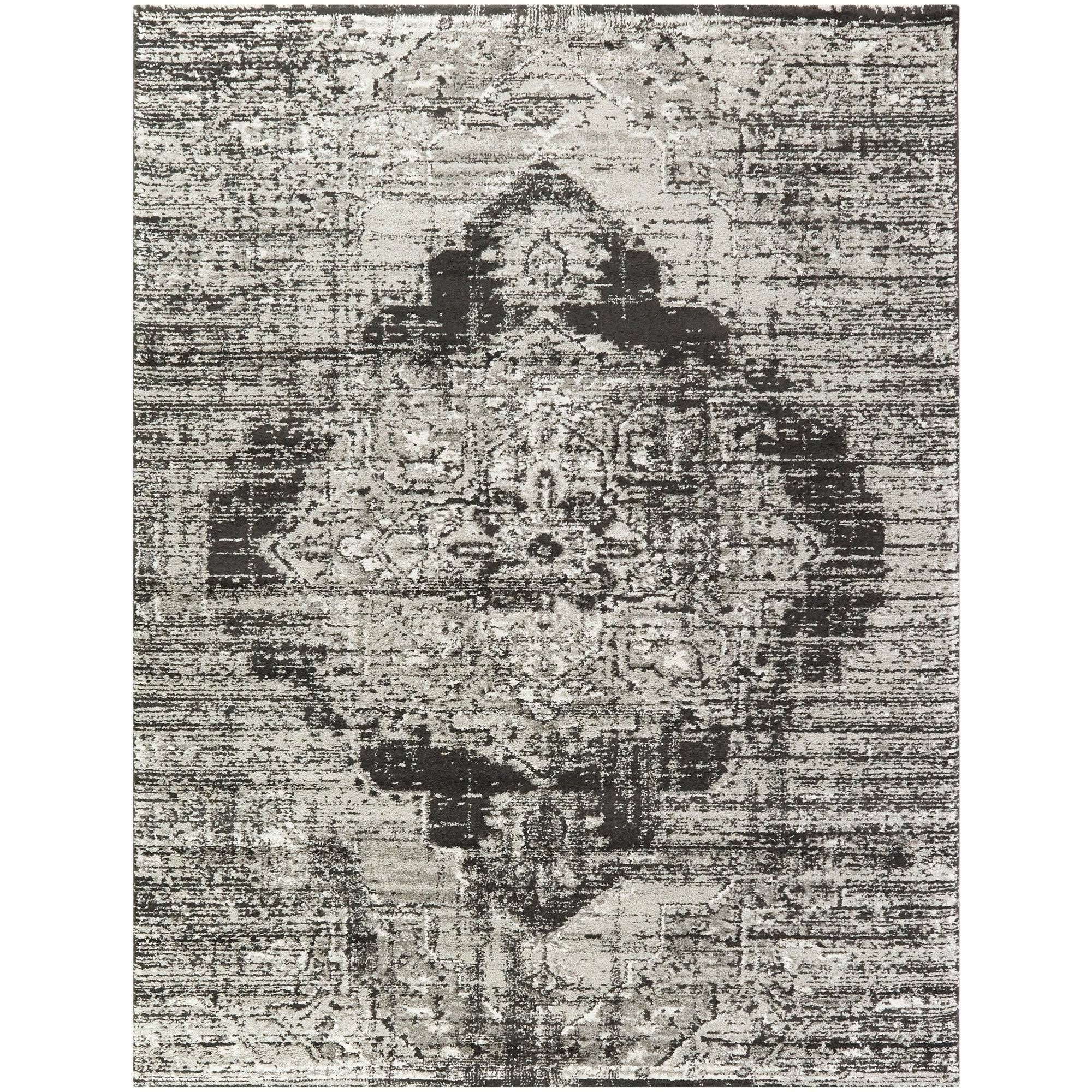 Amal Distressed Persian Medallion Area Rug - 5&3x22 x 7& - Grey